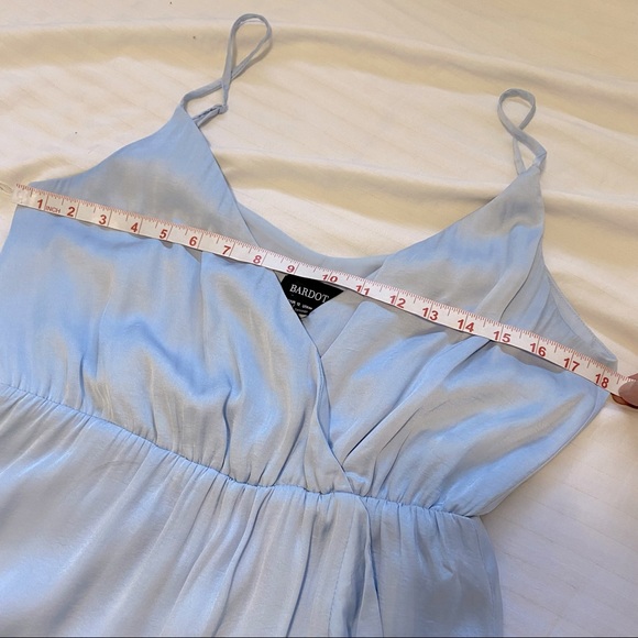 Bardot Satin Ruffle Midi Dress Blue Medium - Picture 12 of 14